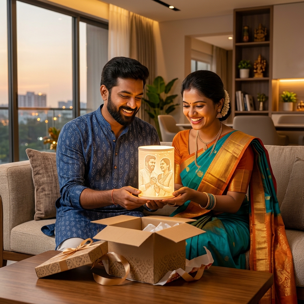 Tamil families opening 3D custom gifts